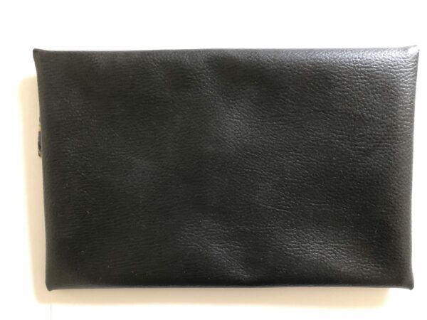 Pochette simili cuir noir et tissu motif à fleurs – Image 3