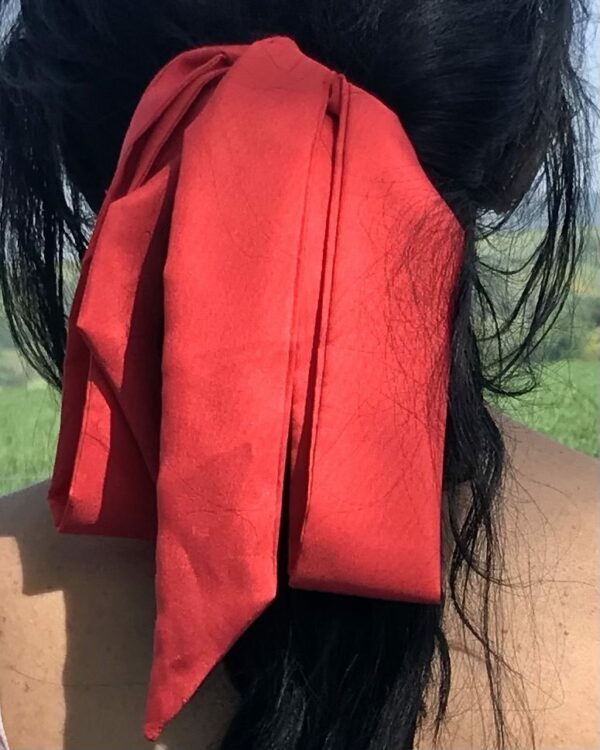 Long Foulard fin à cheveux, ROUGE, cravate lavallière – Image 2