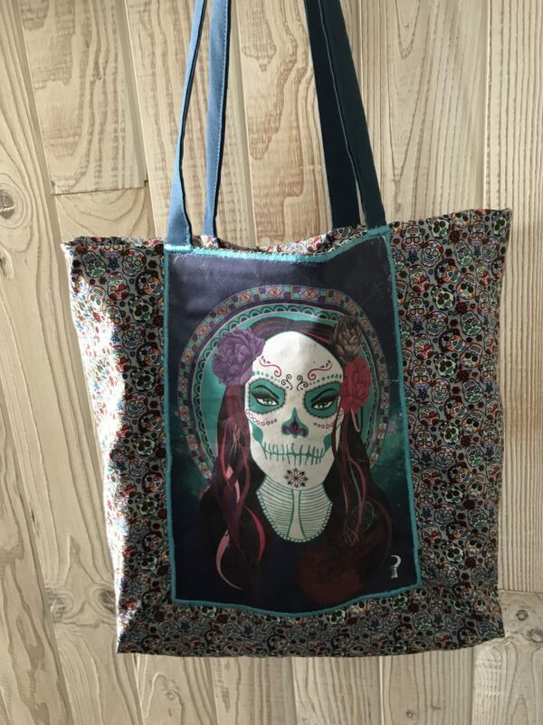 Tote Bag imprimé Lady Skull, santa muerte et têtes de mort mexicaines – Image 7